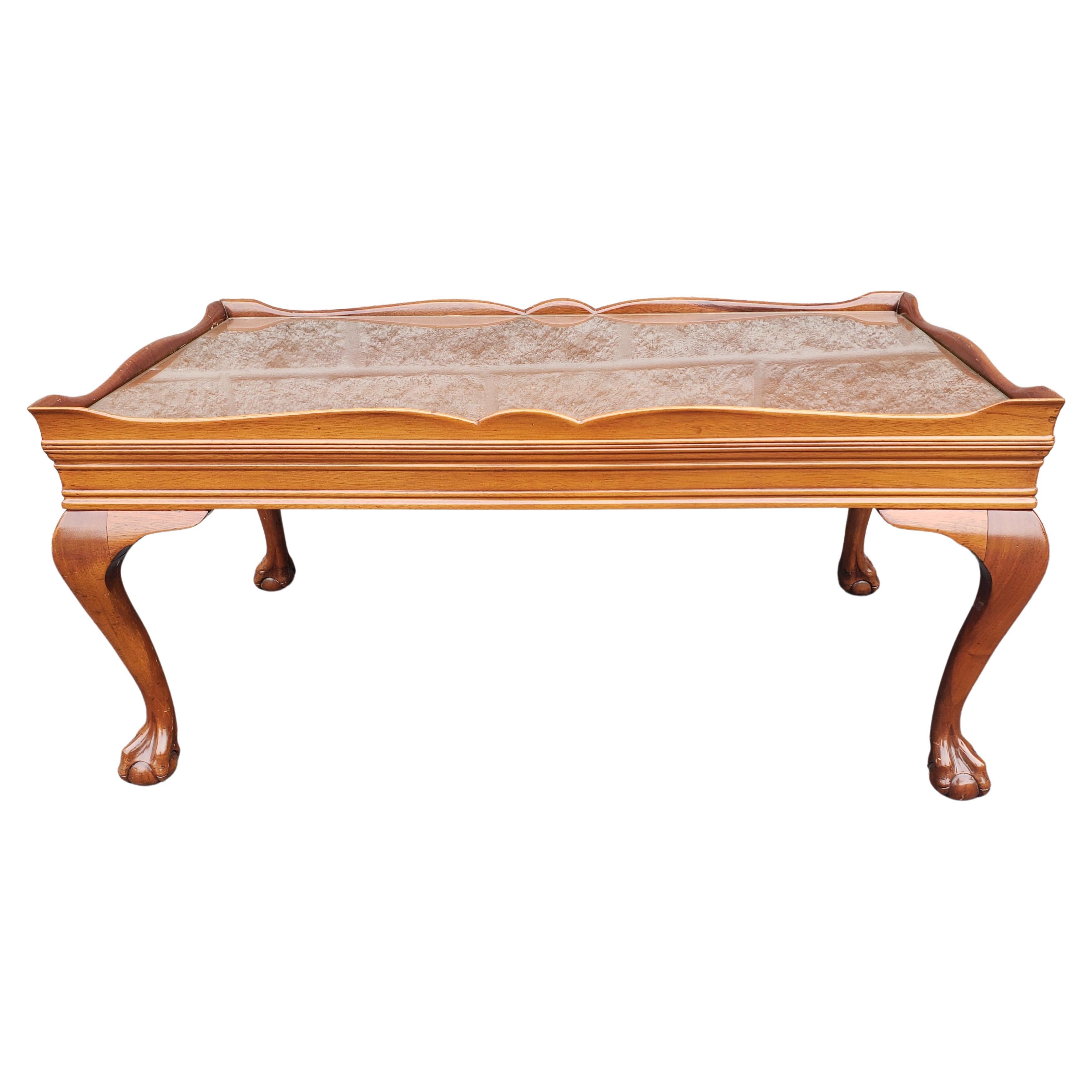 Chippendale Mahogany Coffee Cocktail Table with Ball & Claw Feet For Sale 1