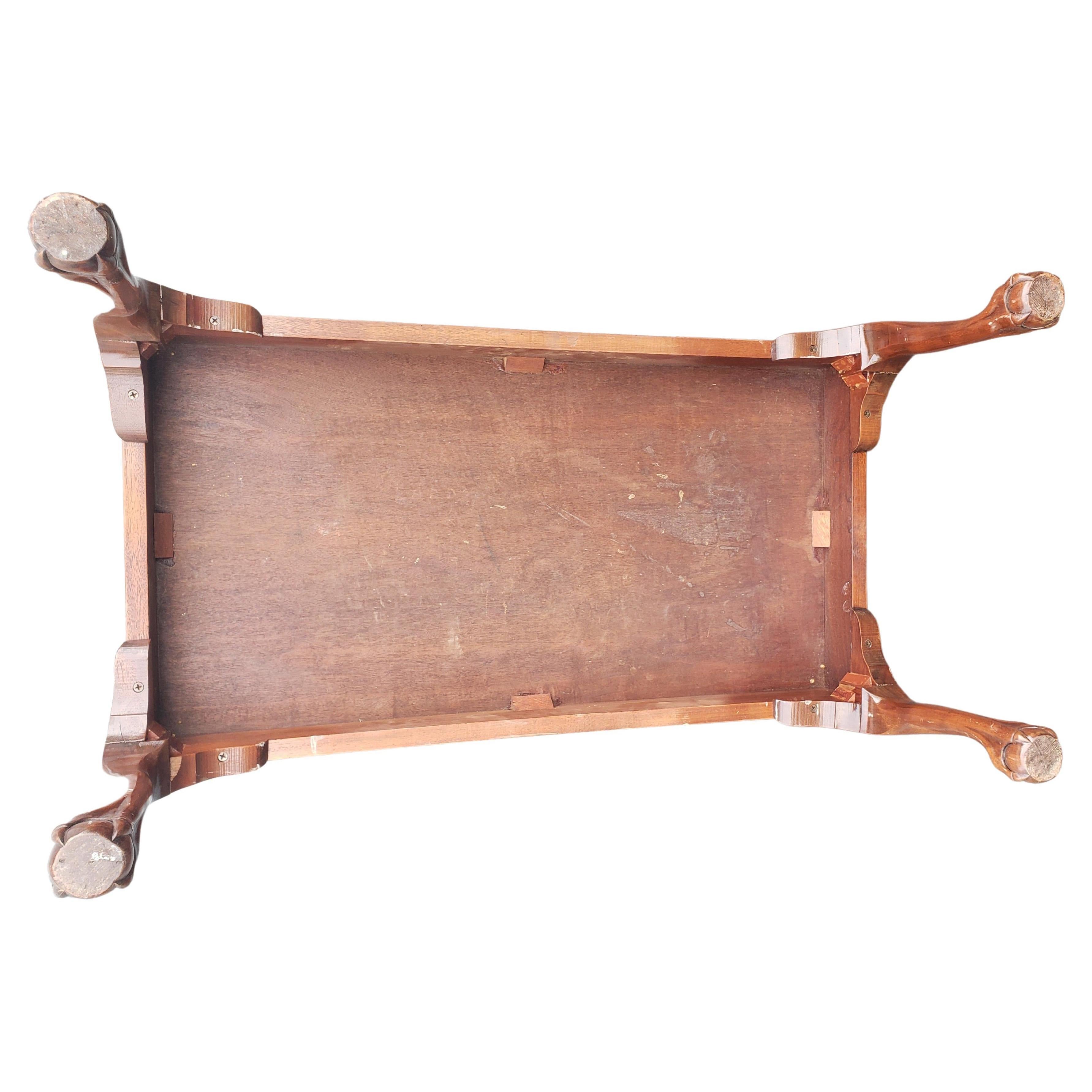 Chippendale Mahogany Coffee Cocktail Table with Ball & Claw Feet For Sale 4