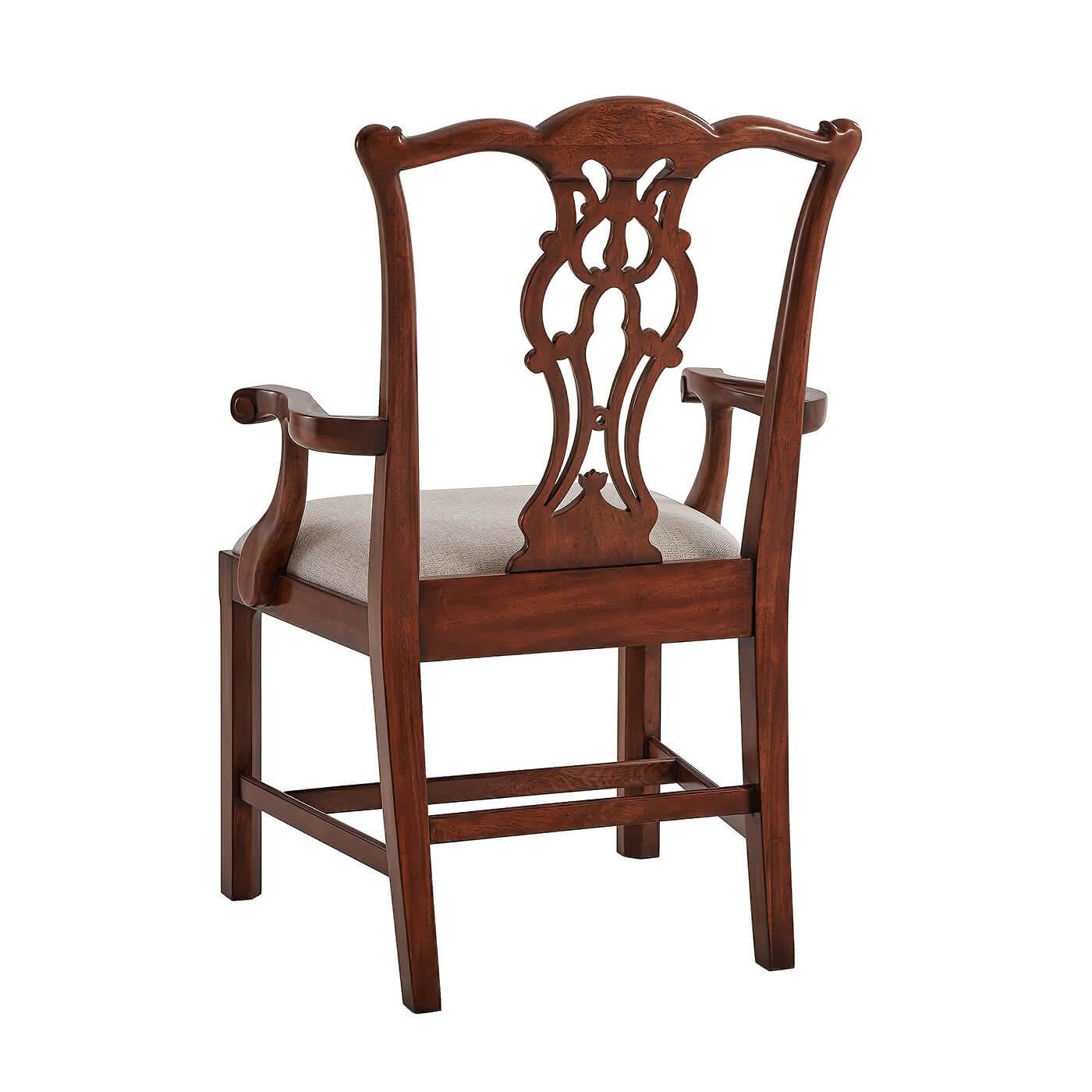 Chippendale Mahogany Dining Armchair In New Condition In Westwood, NJ