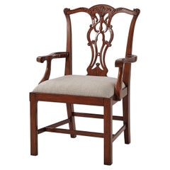 Retro Chippendale Mahogany Dining Armchair