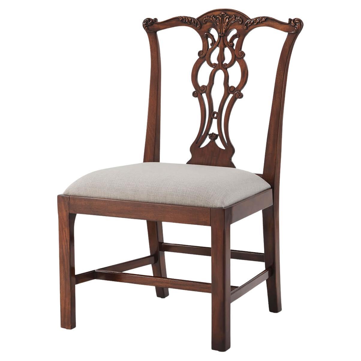 Chippendale Mahogany Dining Chair (2) For Sale