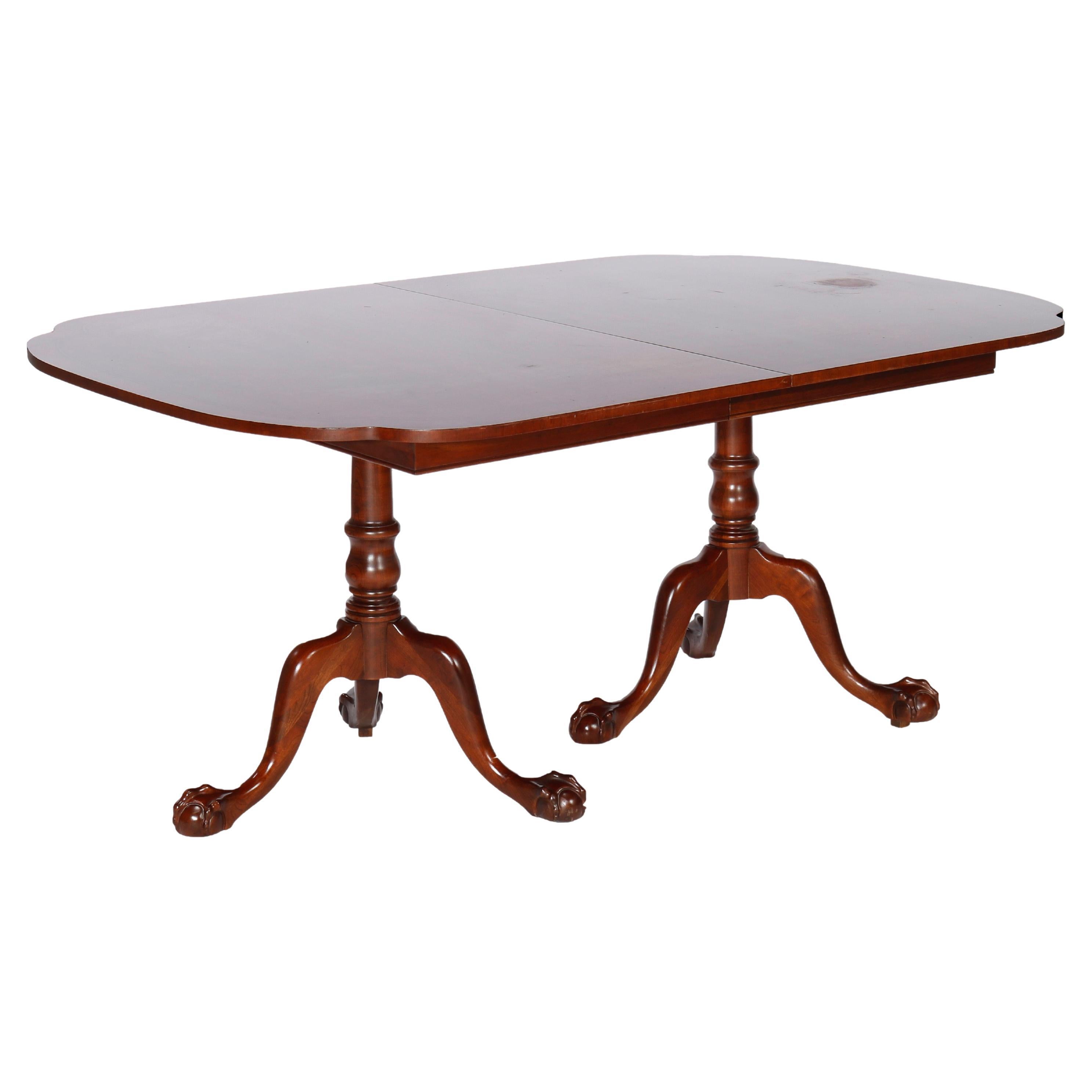Solid Mahogany Chippendale Carved Dining Table with Two leaves