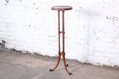 Chippendale Mahogany Faux Bamboo Plant Stand Attributed to Baker Furniture