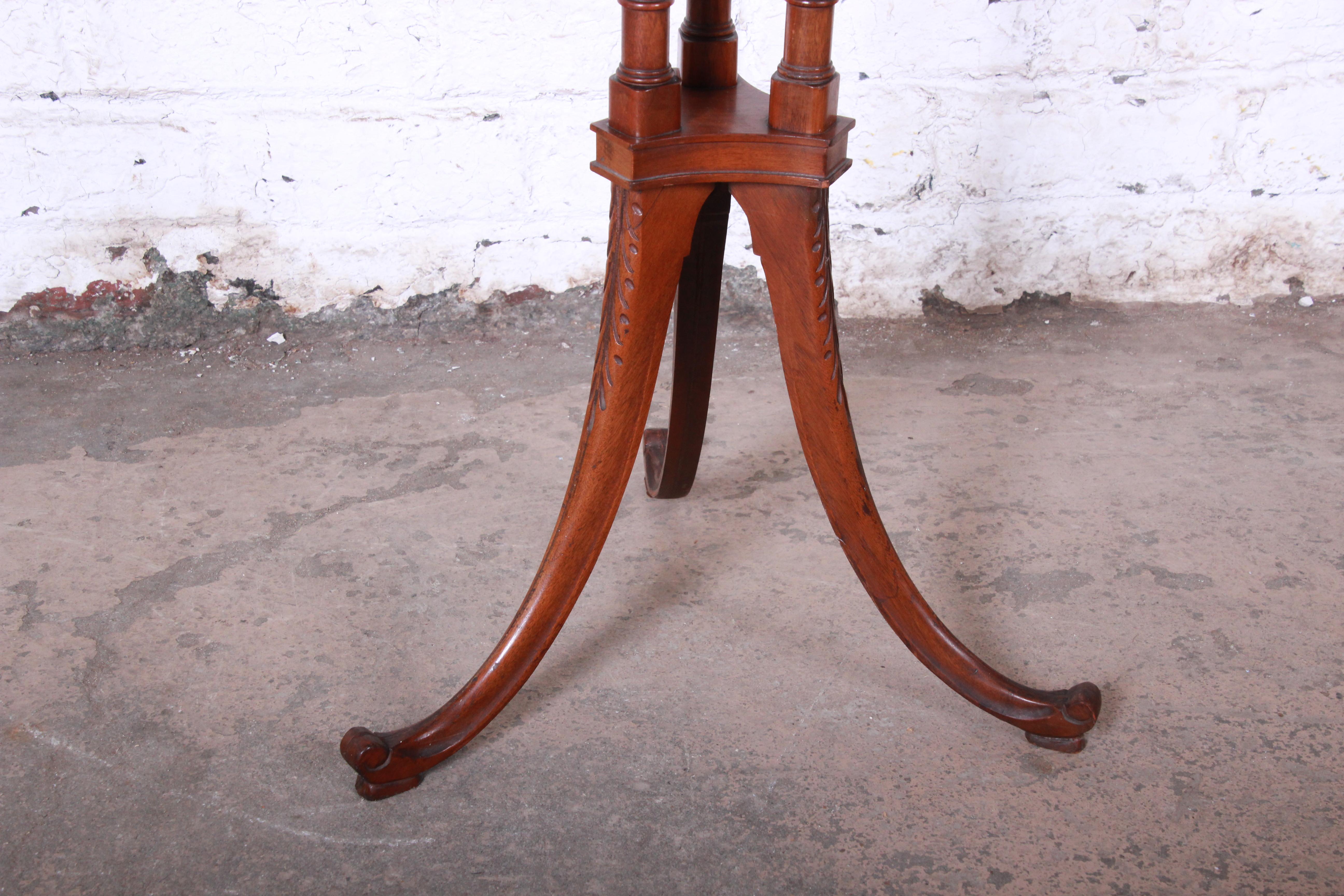 American Chippendale Mahogany Faux Bamboo Plant Stand Attributed to Baker Furniture