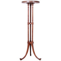 Vintage Chippendale Mahogany Faux Bamboo Plant Stand Attributed to Baker Furniture