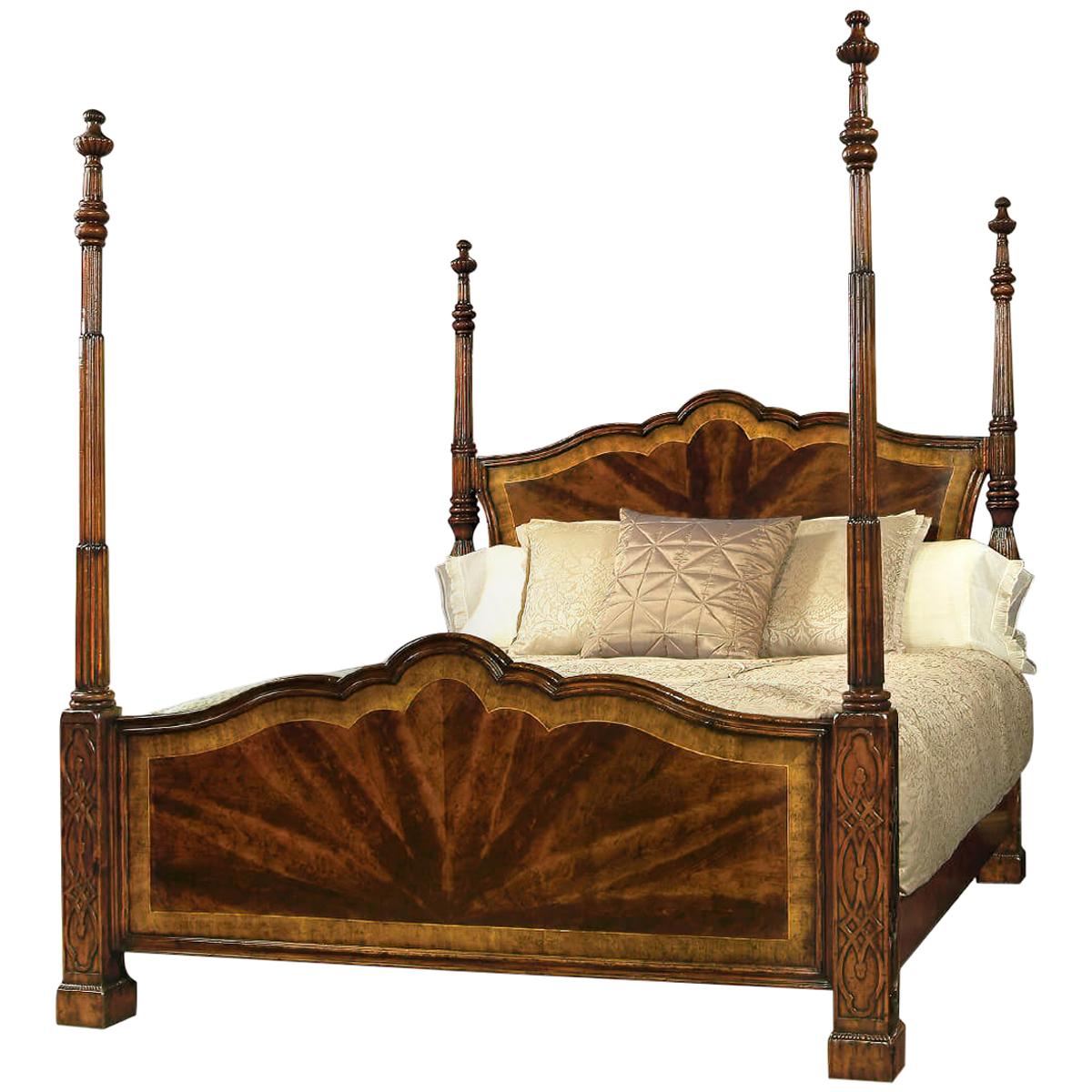 Letto a quattro colonne in mogano Chippendale