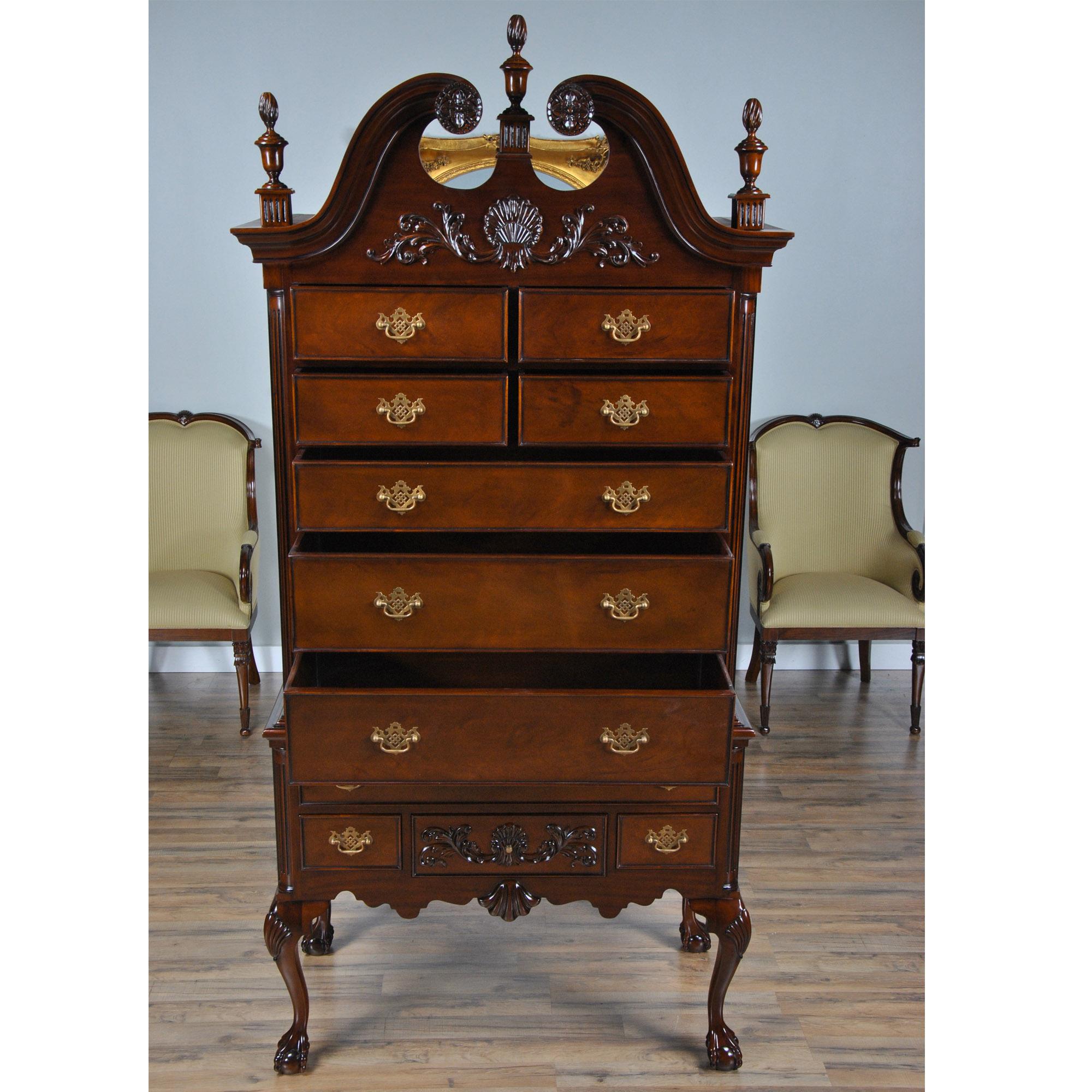 Hand-Carved Chippendale Mahogany High Chest For Sale