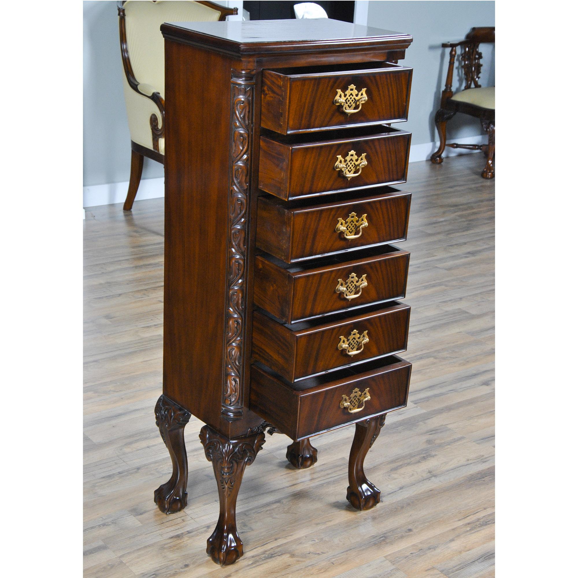 Contemporary Chippendale Mahogany Lingerie Chest For Sale