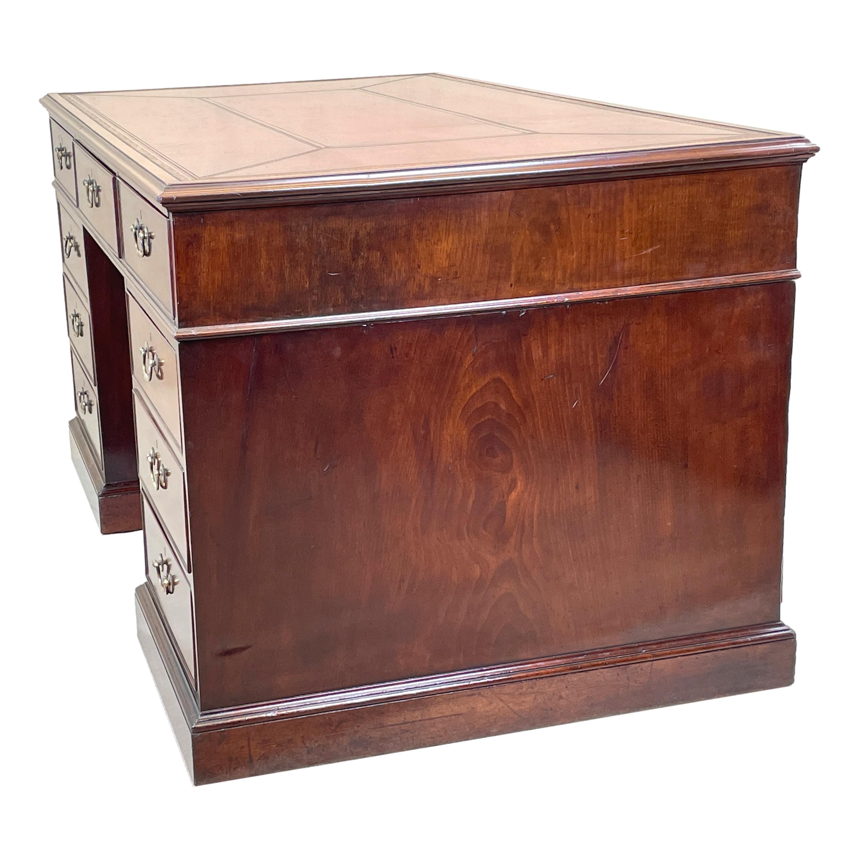 Chippendale Mahogany Partners Pedestal Desk For Sale 4