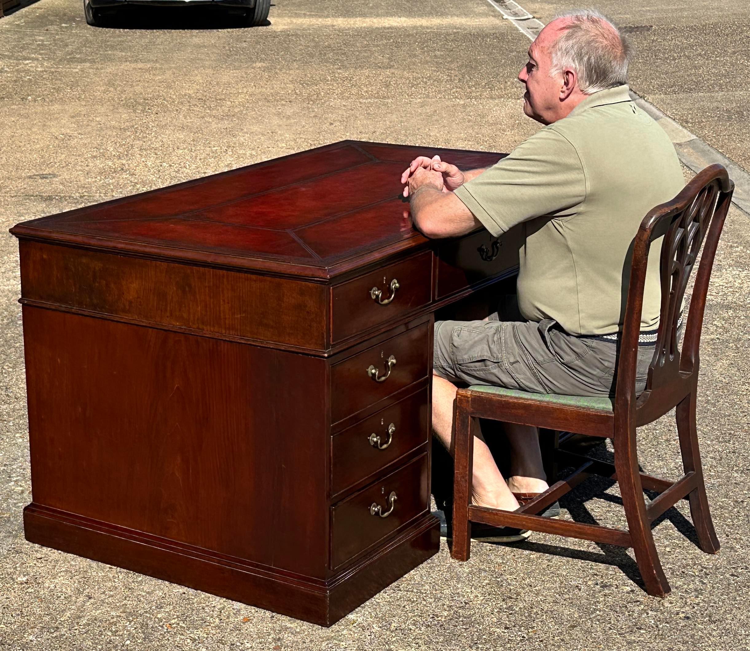 Chippendale Mahogany Partners Pedestal Desk For Sale 8