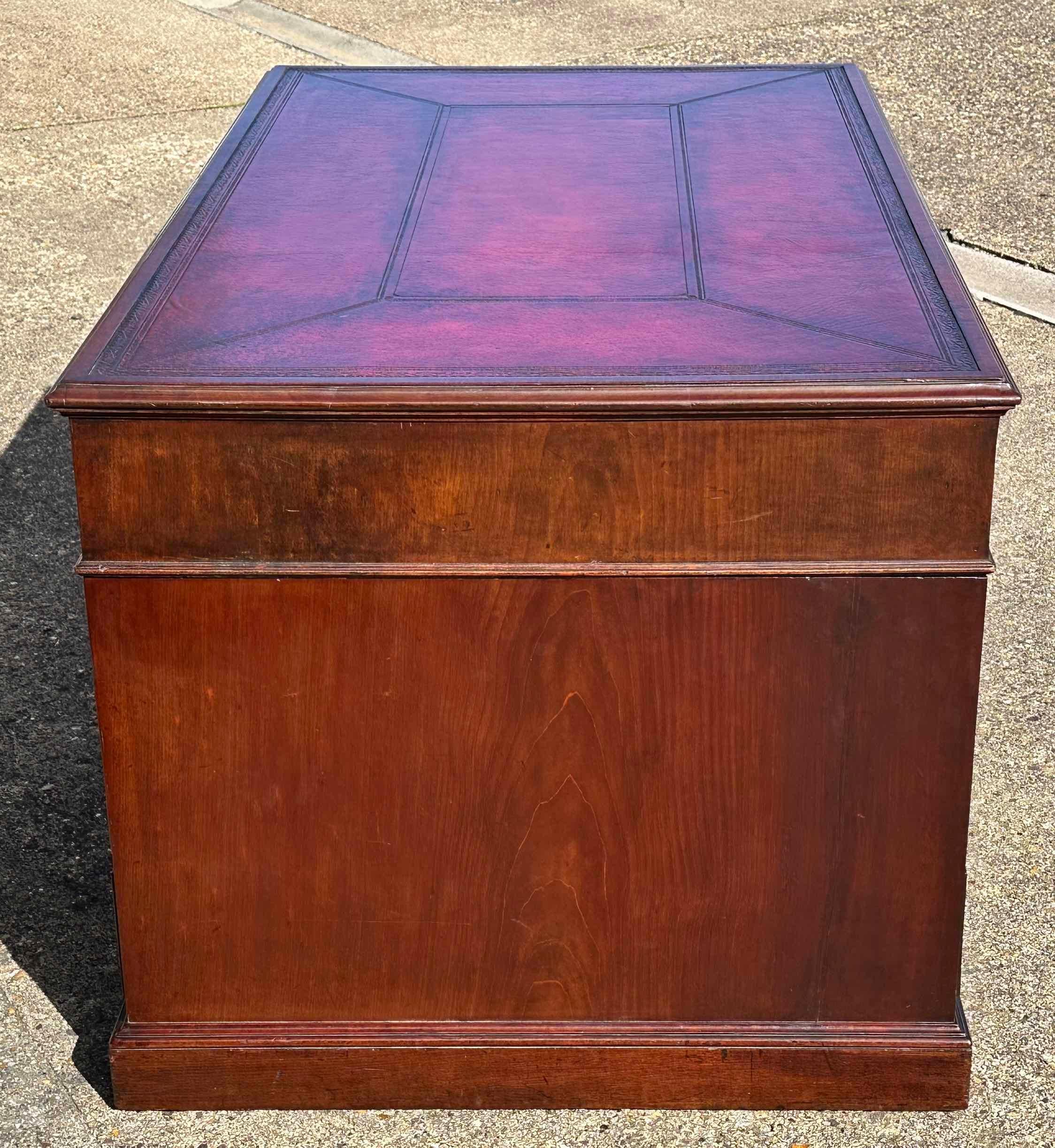 Chippendale Mahogany Partners Pedestal Desk 9