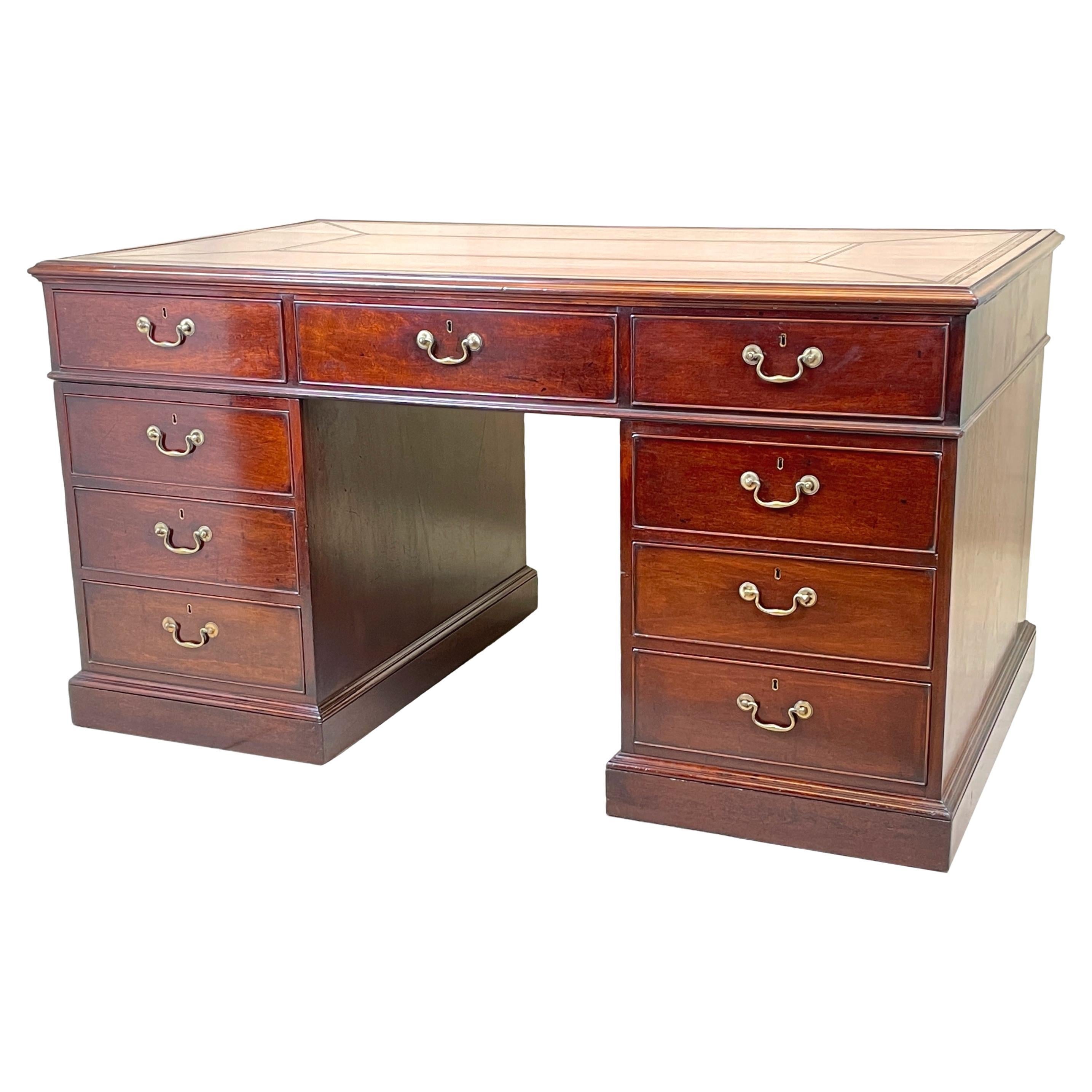 Chippendale Mahogany Partners Pedestal Desk For Sale