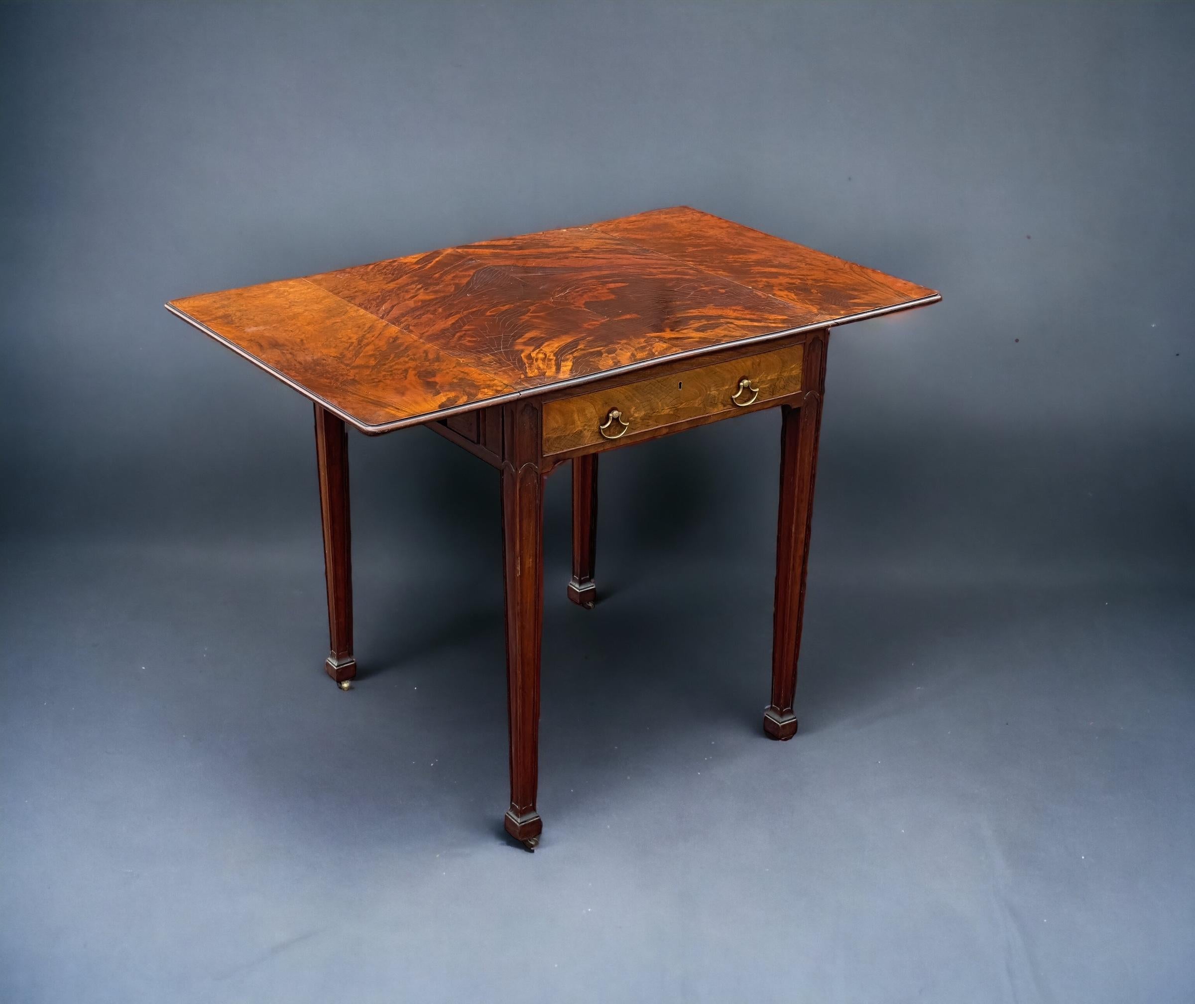 Carved Chippendale mahogany Pembroke table. For Sale