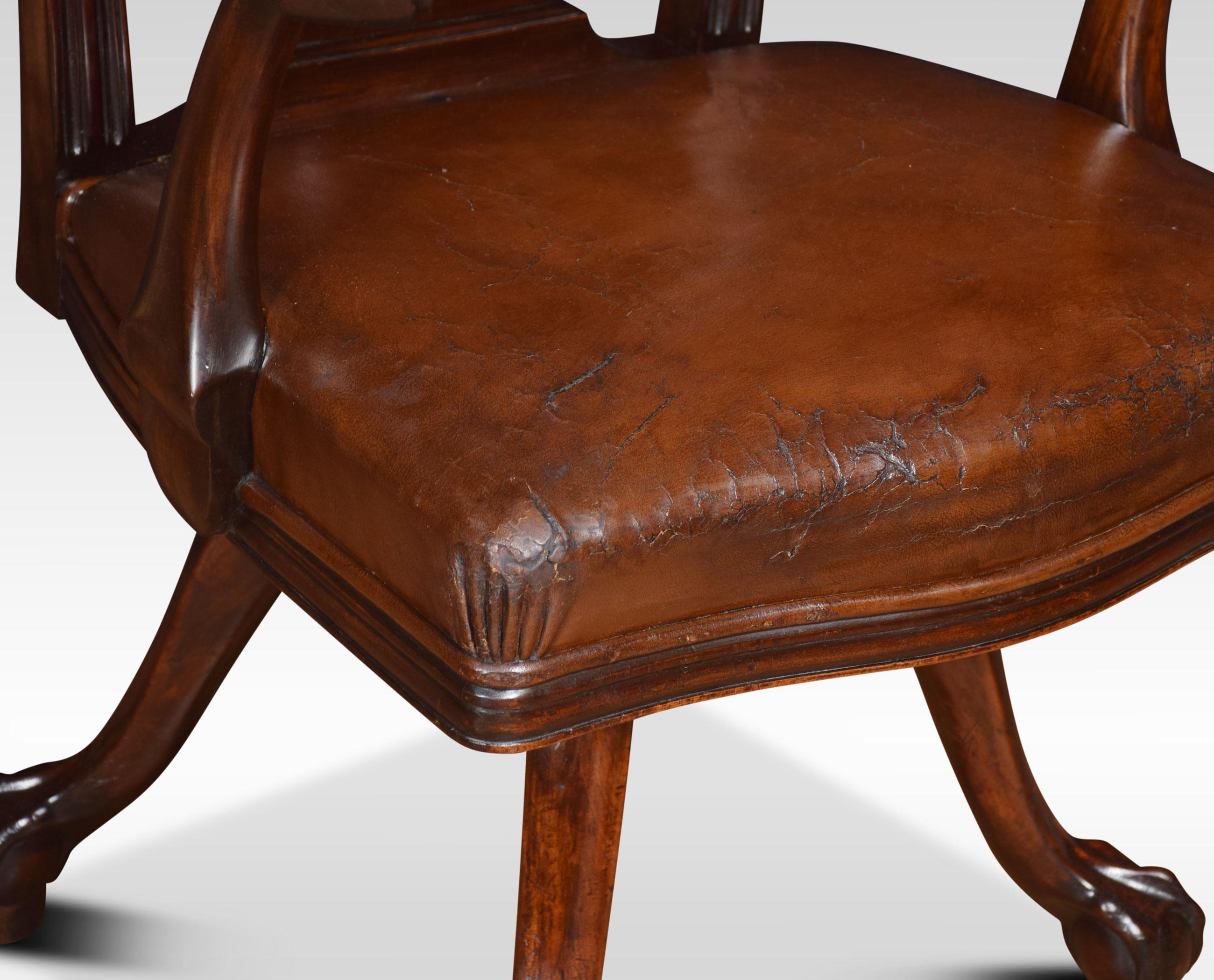 19th Century Chippendale Mahogany Revolving Desk Chair