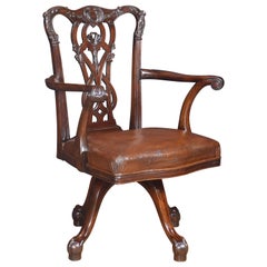 Chippendale Mahogany Revolving Desk Chair