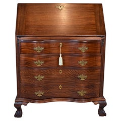 Chippendale Mahogany Secretary Slant Top Desk, 1920's