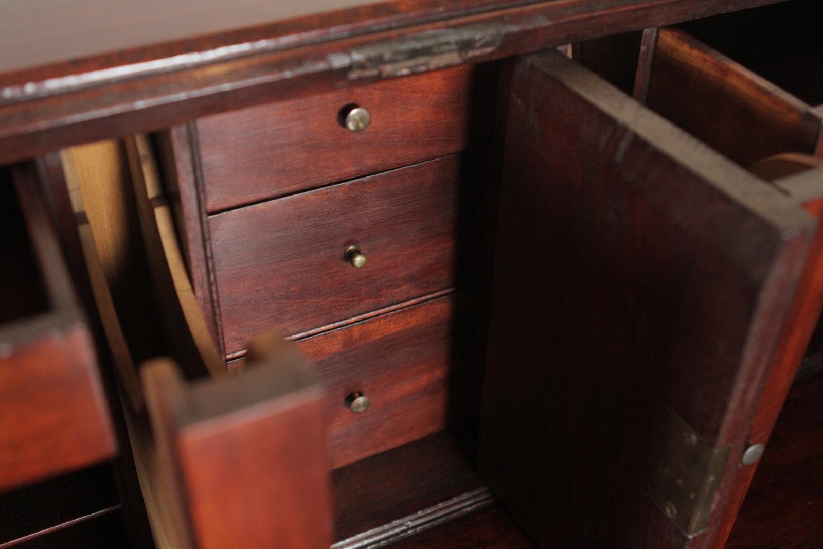 Brass Chippendale Mahogany Slant Front Desk, circa 1770-1800