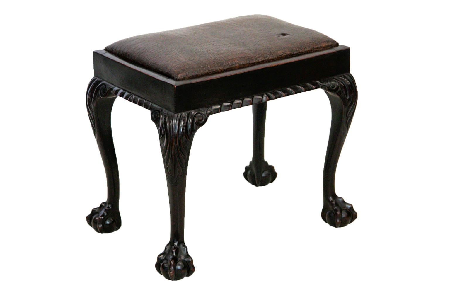 English Chippendale Mahogany Stool For Sale