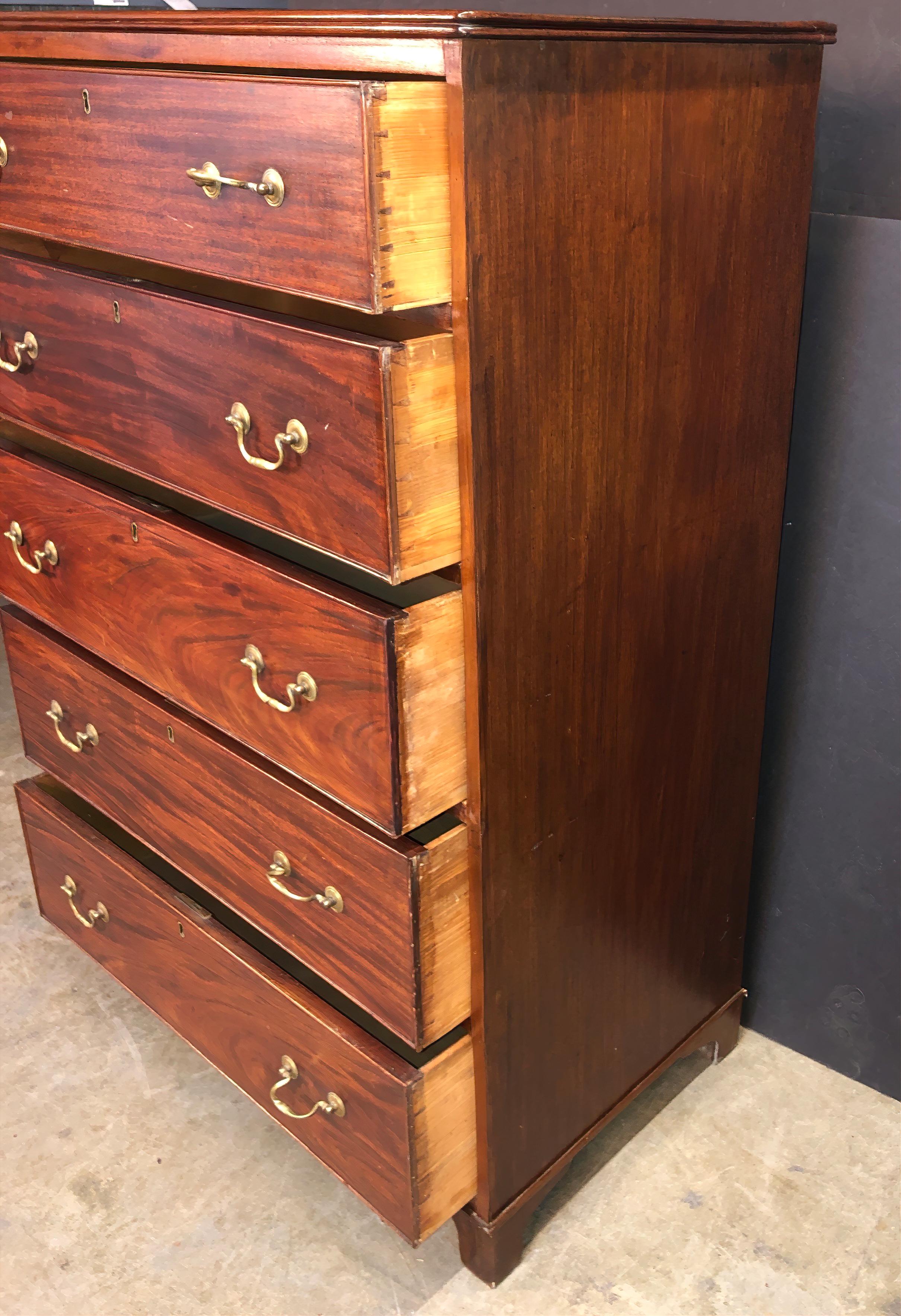 George III Chippendale Mahogany Tall Chest of Drawers