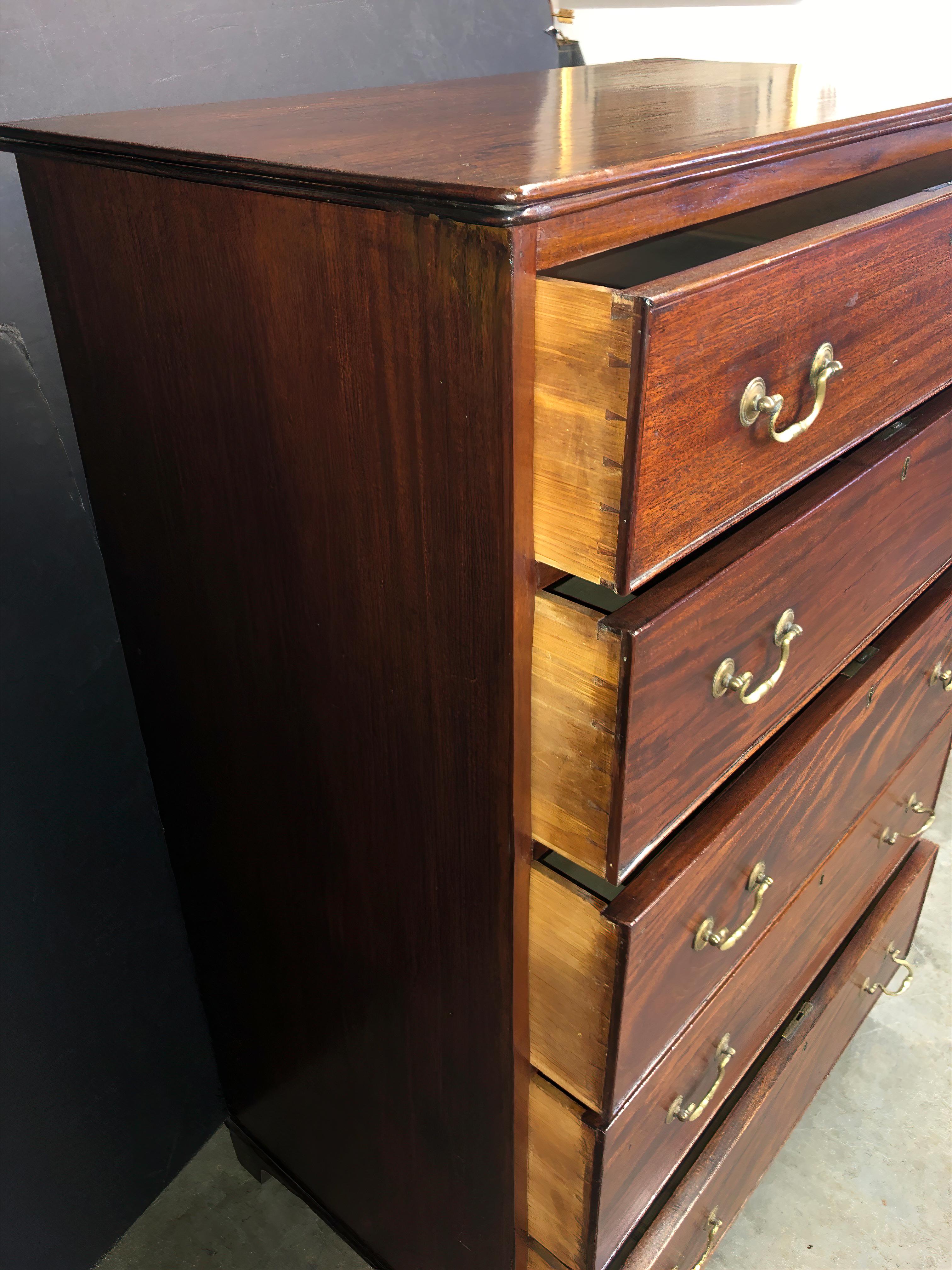 English Chippendale Mahogany Tall Chest of Drawers