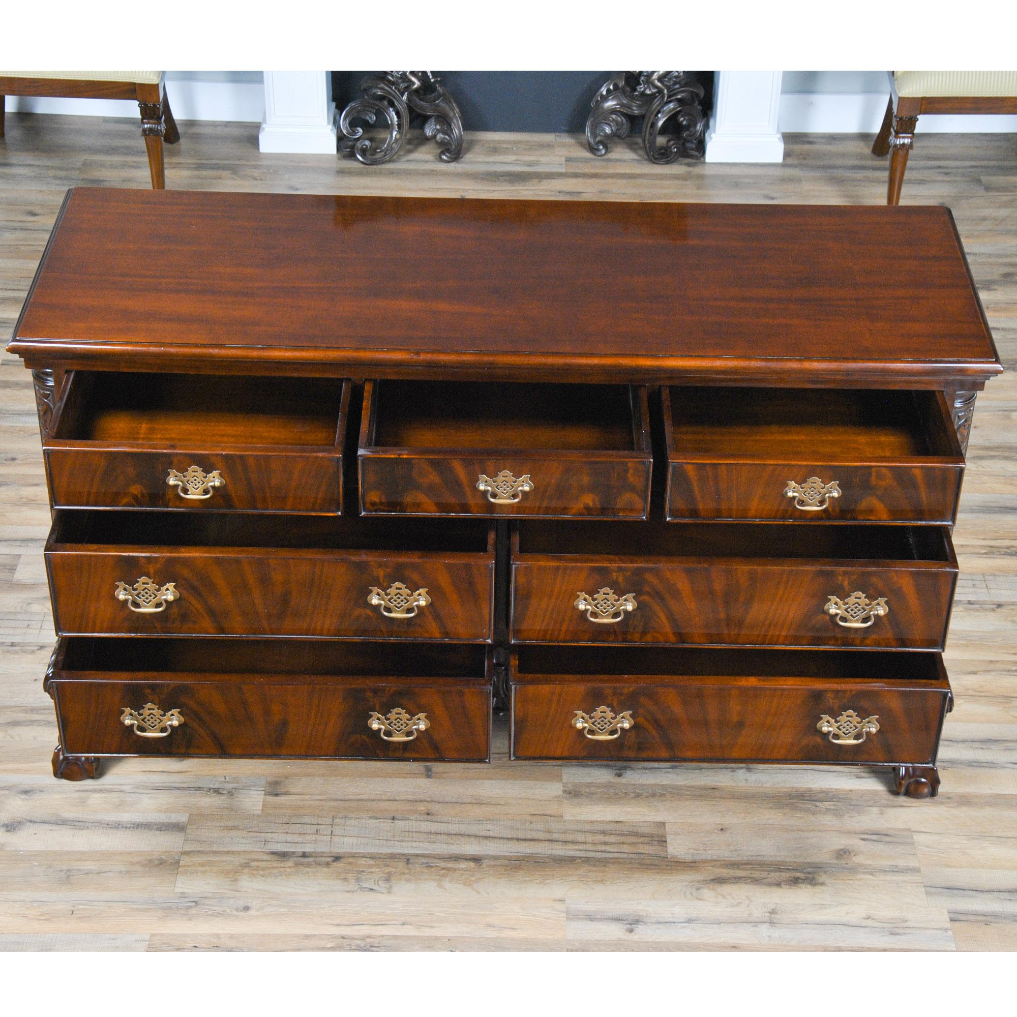 Chippendale Mahogany Triple Dresser For Sale 2