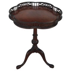 Antique Chippendale Mahogany Tripod Table with Decorative Gallery Edge