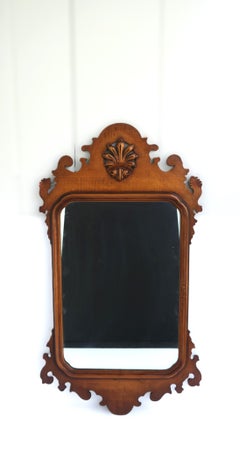 Chippendale Maple Wood Wall Mirror, Pair Available