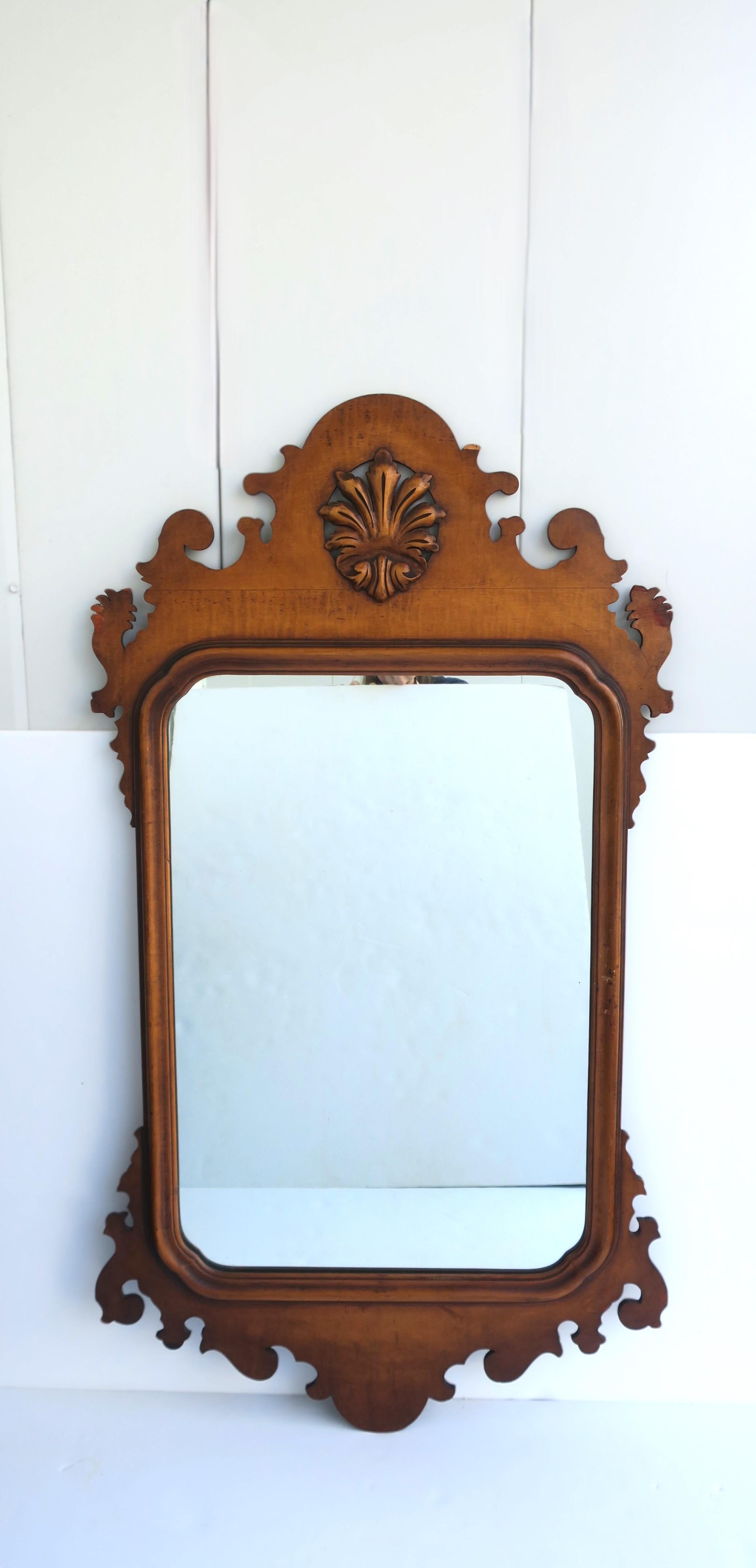 English Chippendale Maple Wood Wall Mirror, Pair Available For Sale
