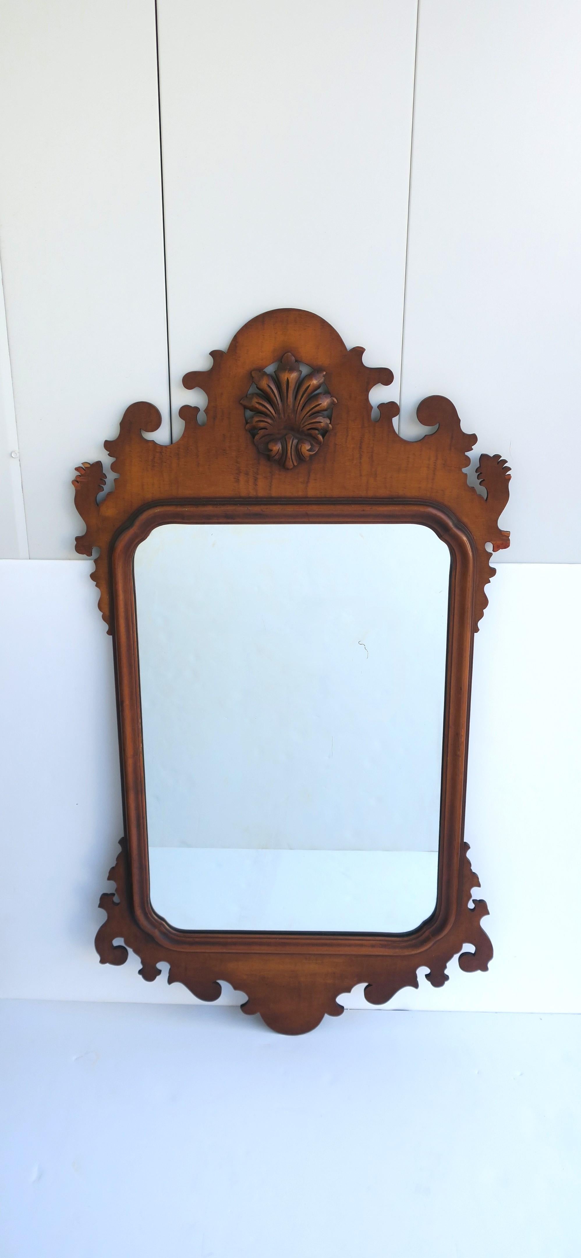 English Chippendale Maple Wood Wall Mirror, Pair Available For Sale