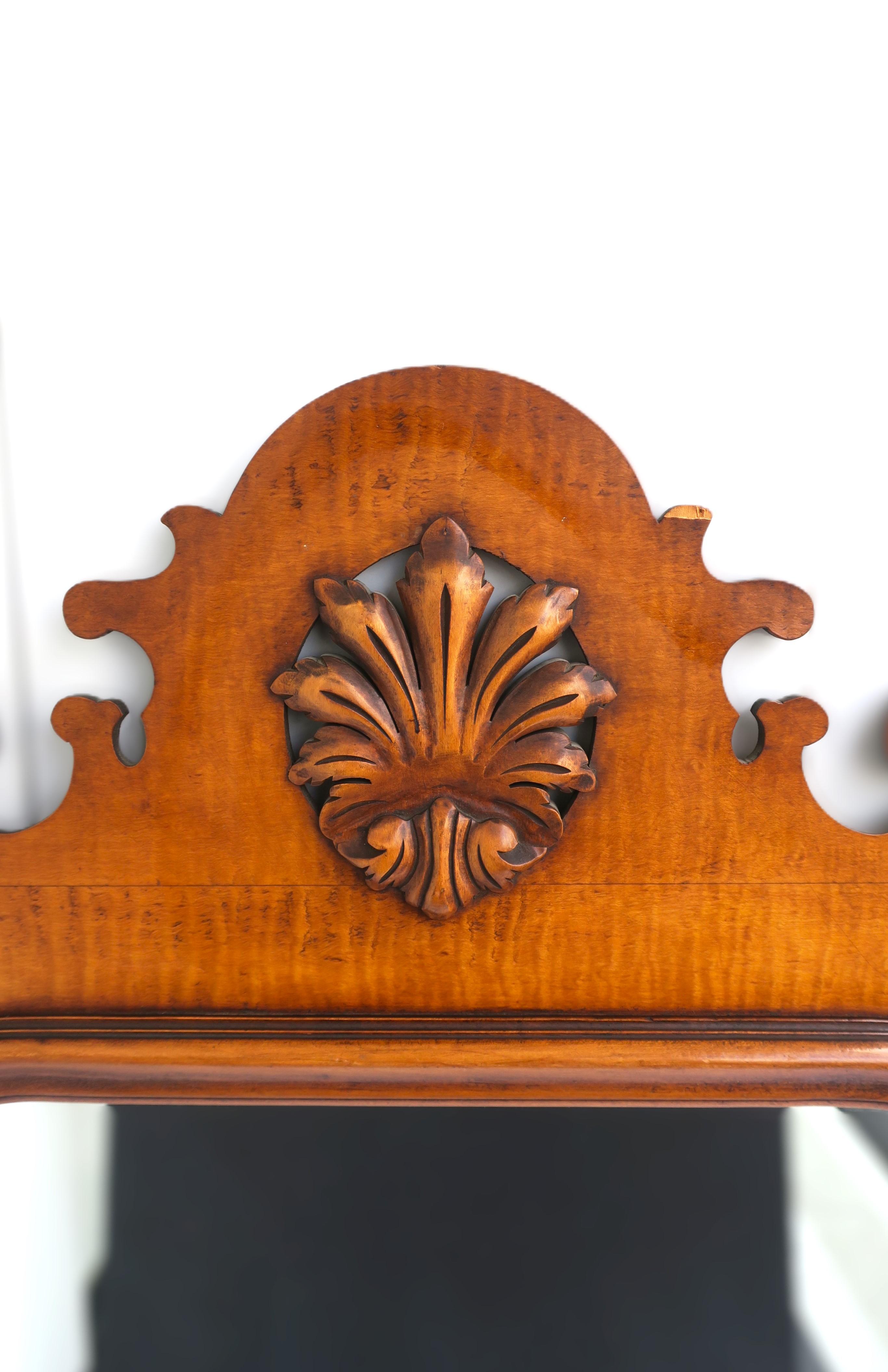 Chippendale Maple Wood Wall Mirror, Pair Available For Sale 4