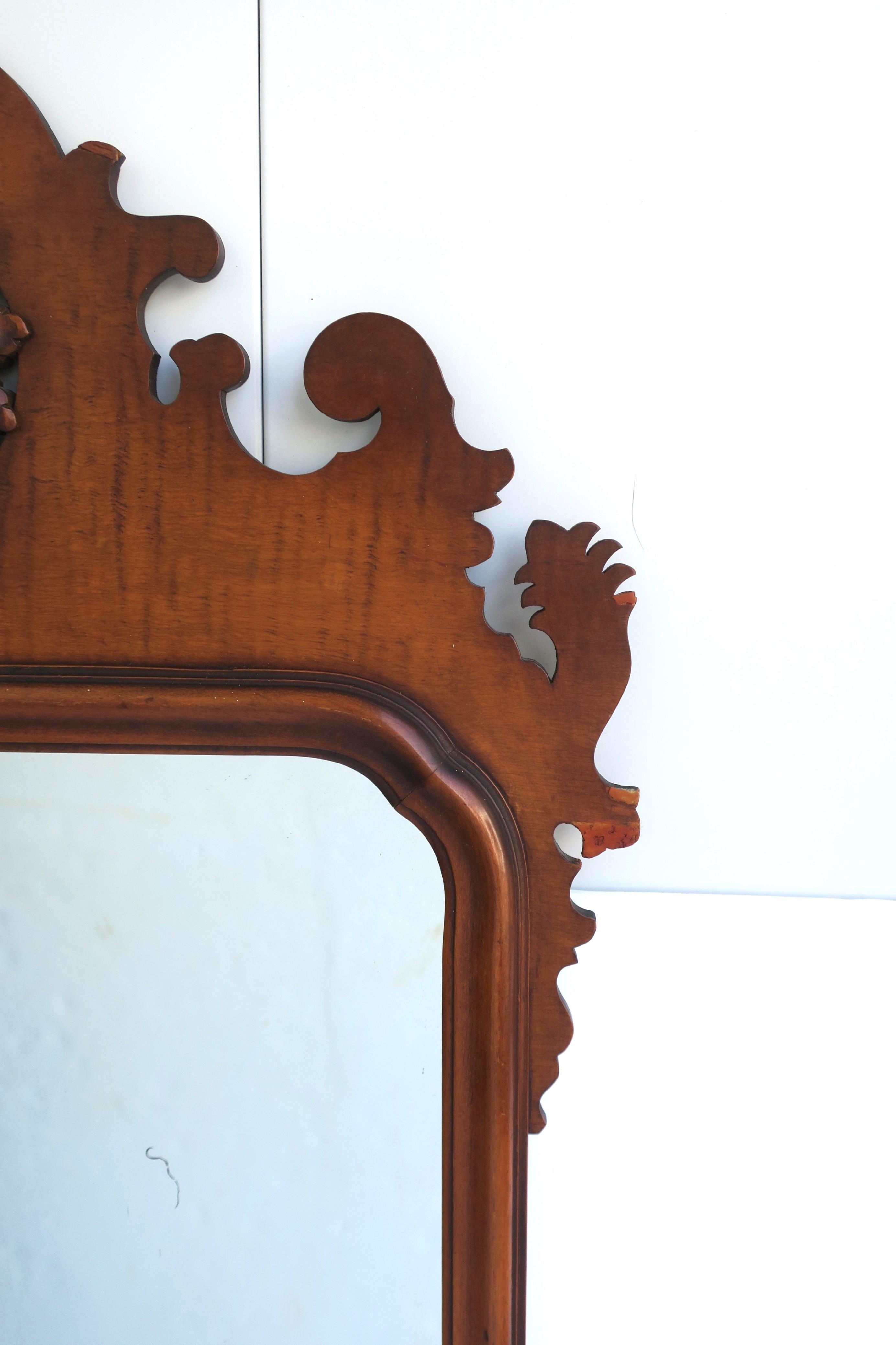 Chippendale Maple Wood Wall Mirror, Pair Available For Sale 4