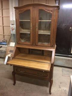 Chippendale Oak Glass Secretary with Hinged Plate