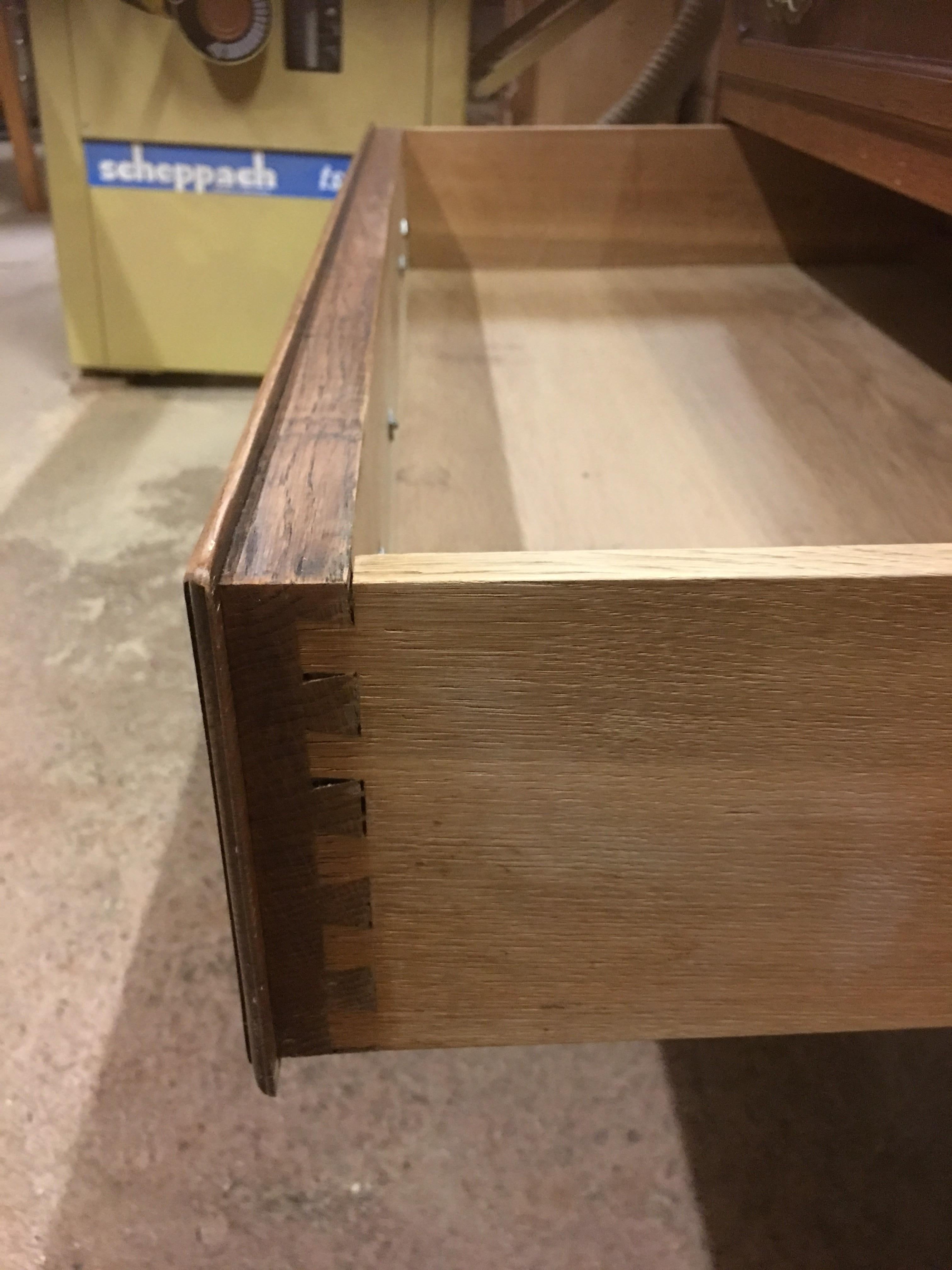 English Chippendale Oak Glass Secretary with Hinged Plate For Sale