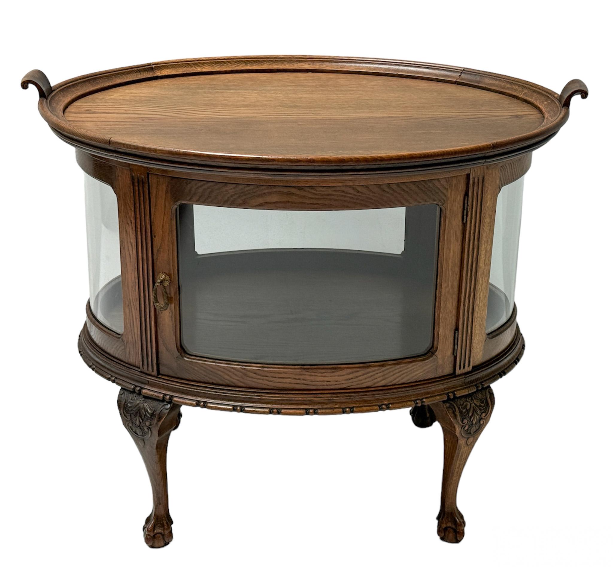 Dutch Chippendale Oak Tea Cabinet, 1920s For Sale