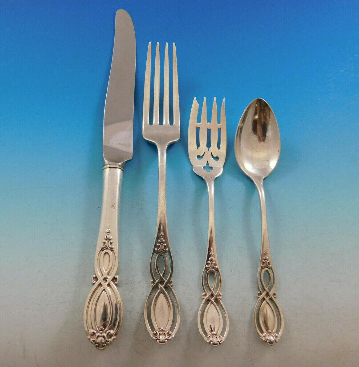 Chippendale Old by Alvin Sterling Silver Flatware Set for 12 Service 206 Pieces 4