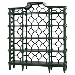 Chippendale Pagoda Style Trellis Bookshelf – Emerald Green Etagere Chippendale Pagoda Style Trellis Bookshelf – Emerald Green Etagere