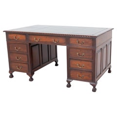 Chippendale Pedestal Desk Mahogany Writing Table
