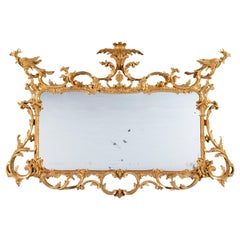Chippendale Period 18th Century Giltwood & Gilt Gesso Overmantel Mirror