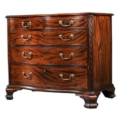 Antique Chippendale Period 18th Century Serpentine Georgian Mahogany Chest of Drawers