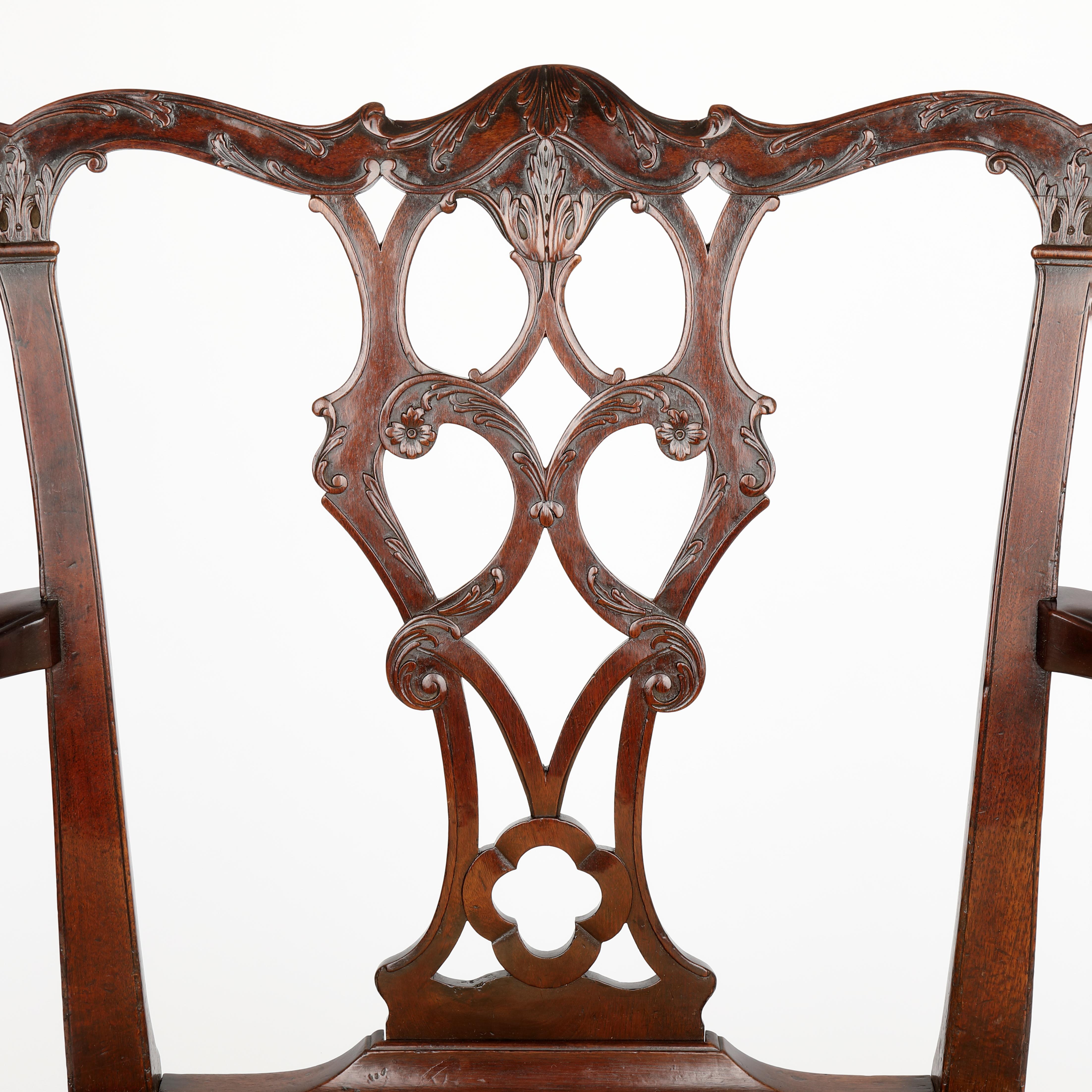 18th Century Chippendale Period Carved Carver/Arm/Desk Chair For Sale