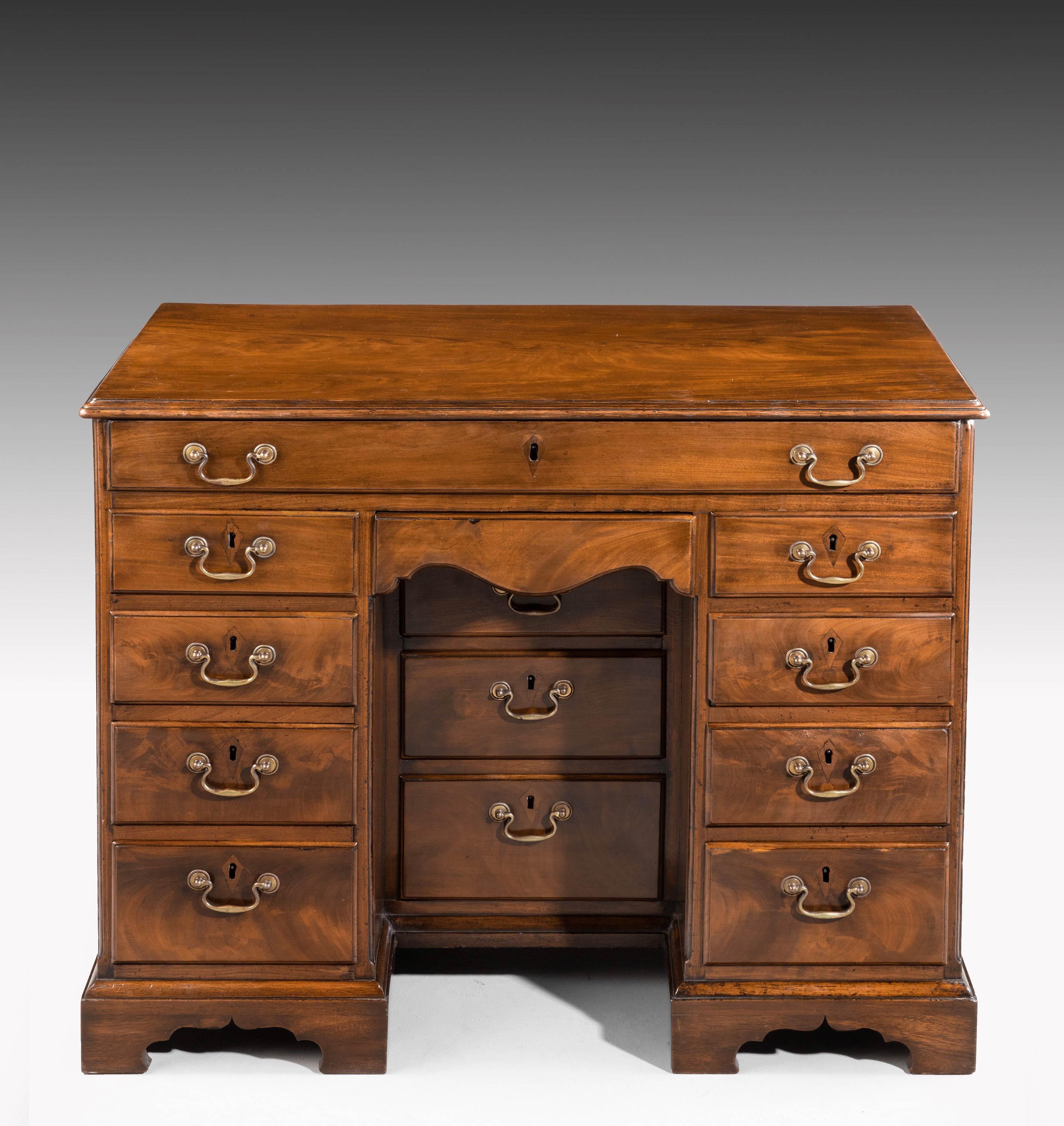 Mahogany Chippendale Period Kneehole Desk or Dressing Table