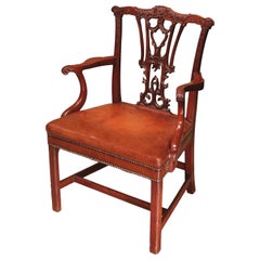 Antique Chippendale Period Mahogany Armchair, Mid-18th Century