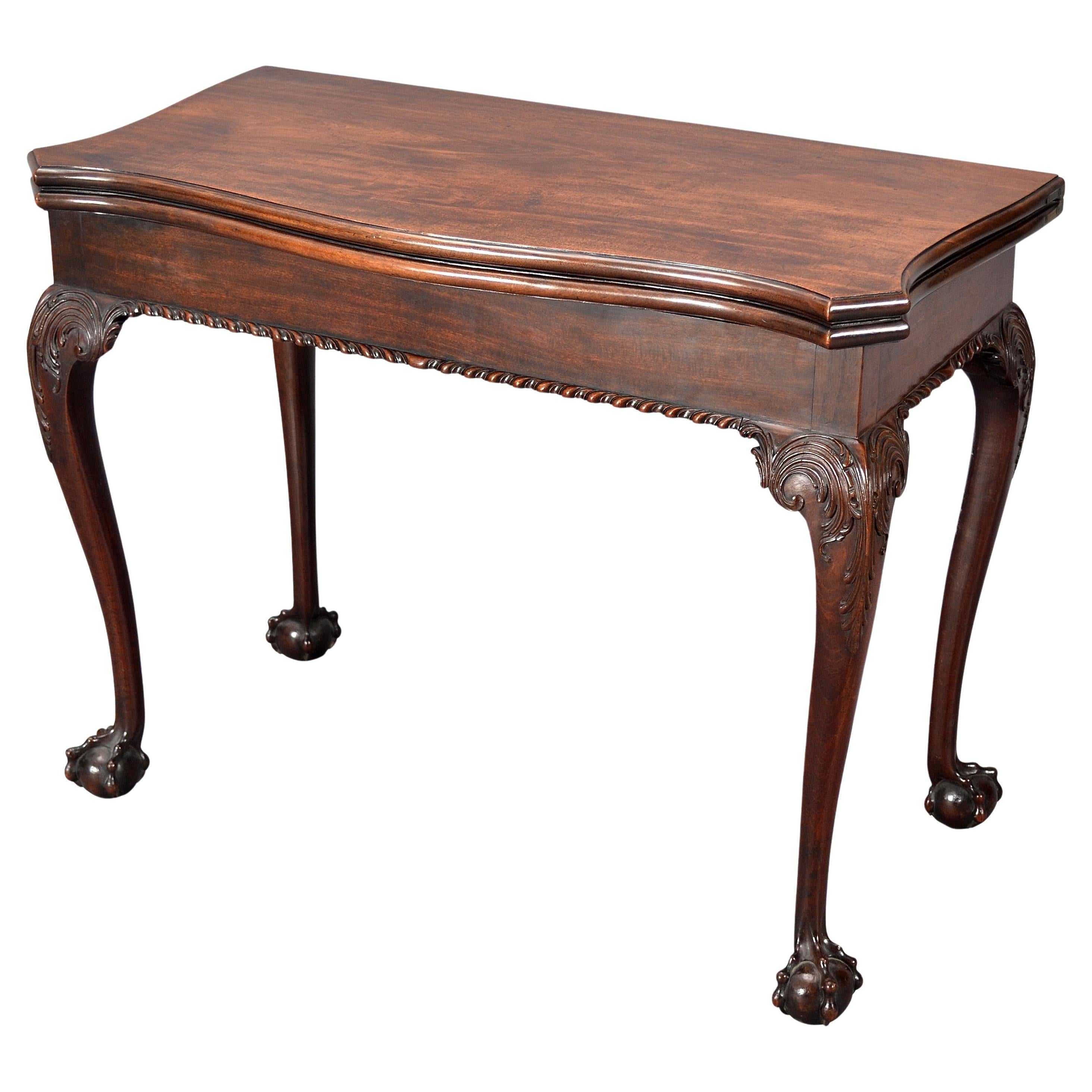 Chippendale Period Mahogany Card Table with Ball and Claw Feet