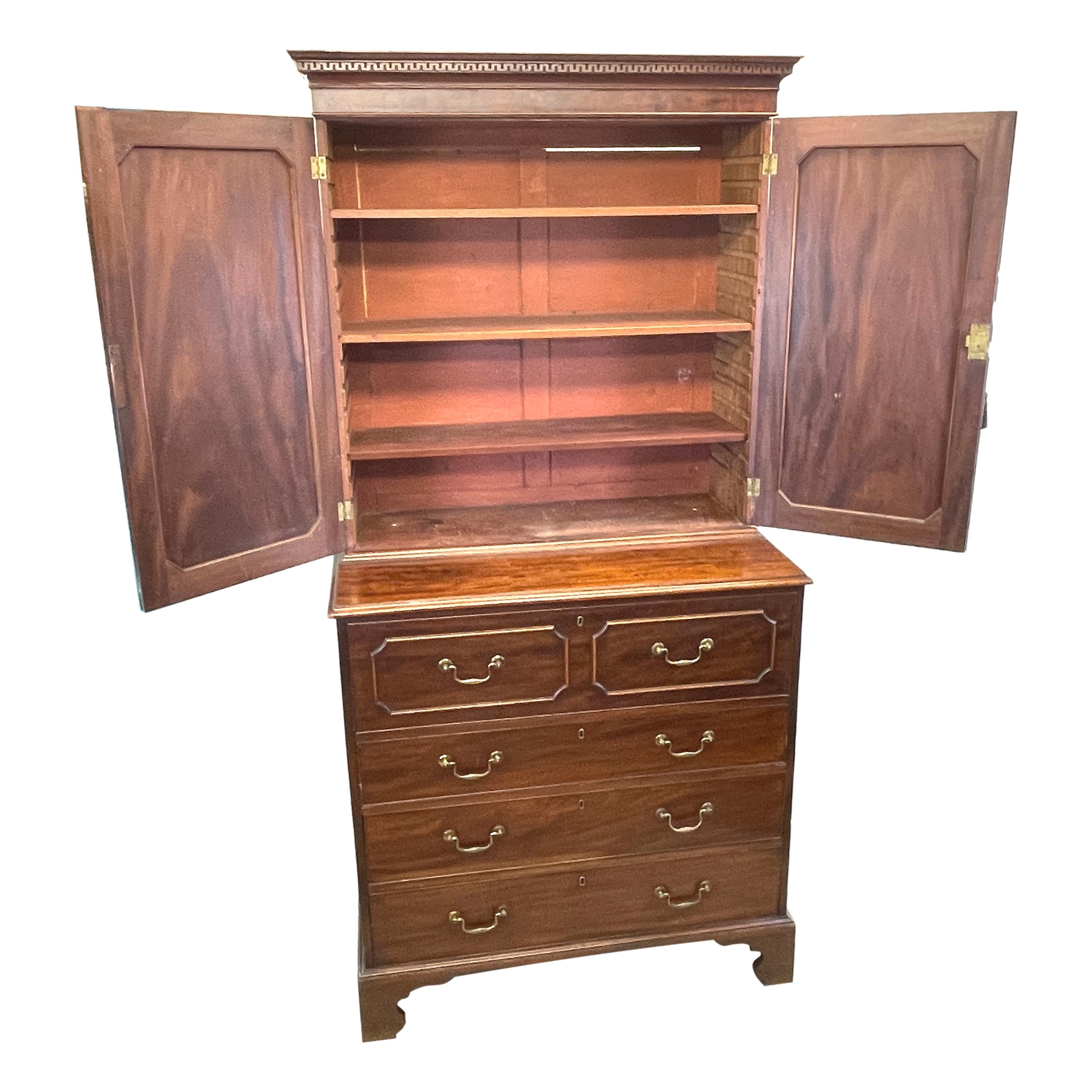 English Chippendale Period Mahogany Library Bookcase For Sale