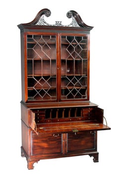 Chippendale Period Mahogany Secretaire Bookcase