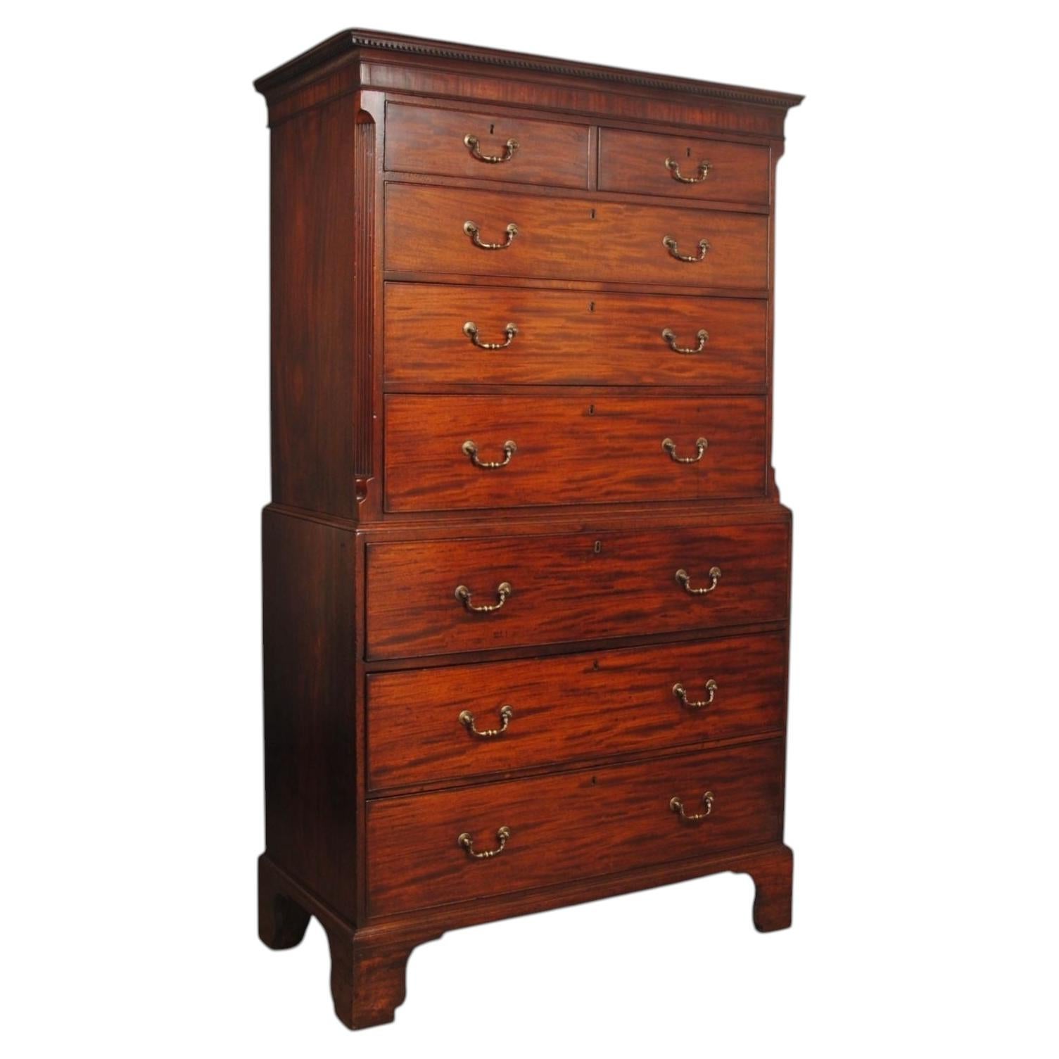 Chippendale Period Mahogany Secretaire Bookcase