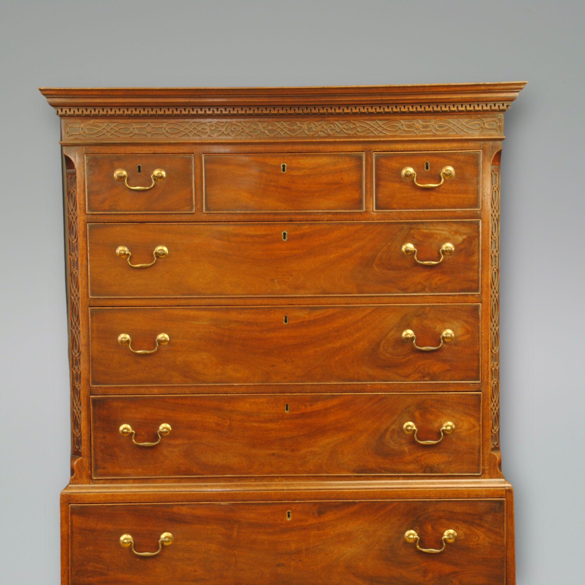 English Chippendale Period Mahogany Tallboy For Sale