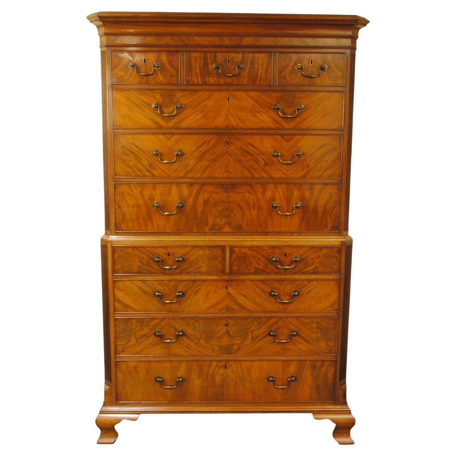 Chippendale Period Mahogany Tallboy For Sale