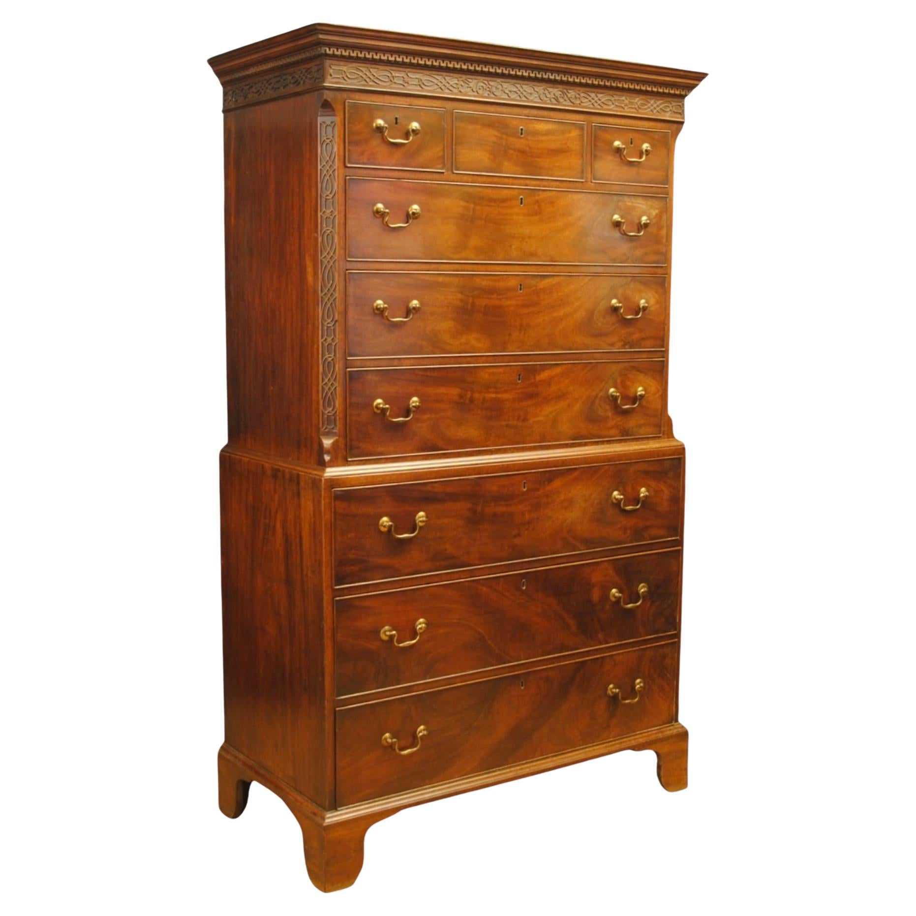 Chippendale Period Mahogany Tallboy For Sale