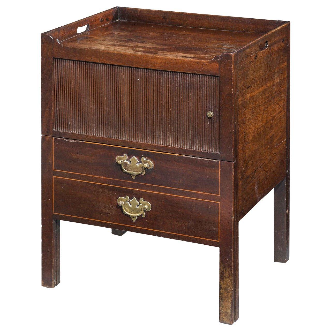 Chippendale Period Mahogany Tambour-Fronted Night Cupboard